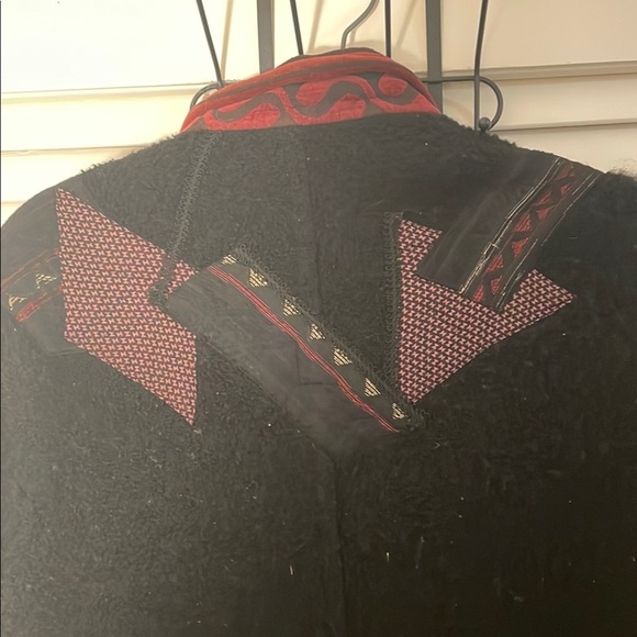 OOAK Canvasbacks Patchwork Wool Black/Red Teddy Hidden Buttons Vtg Coat - Picture 14 of 16